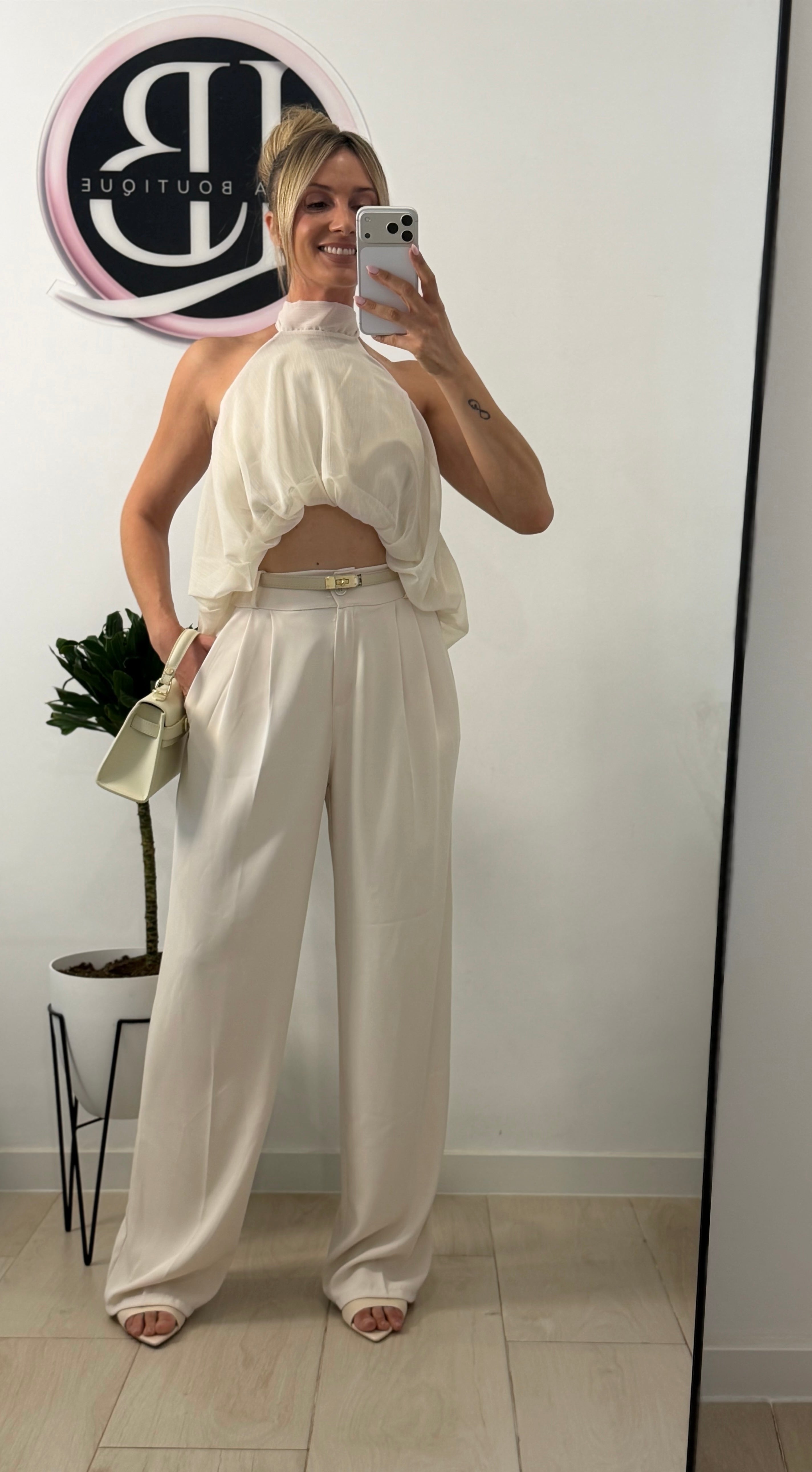 BLUSA GASA BEIGE CON FORRO