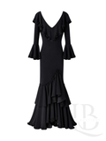 VESTIDO FLAMENCO ESCOTE BARCO, OSCURO