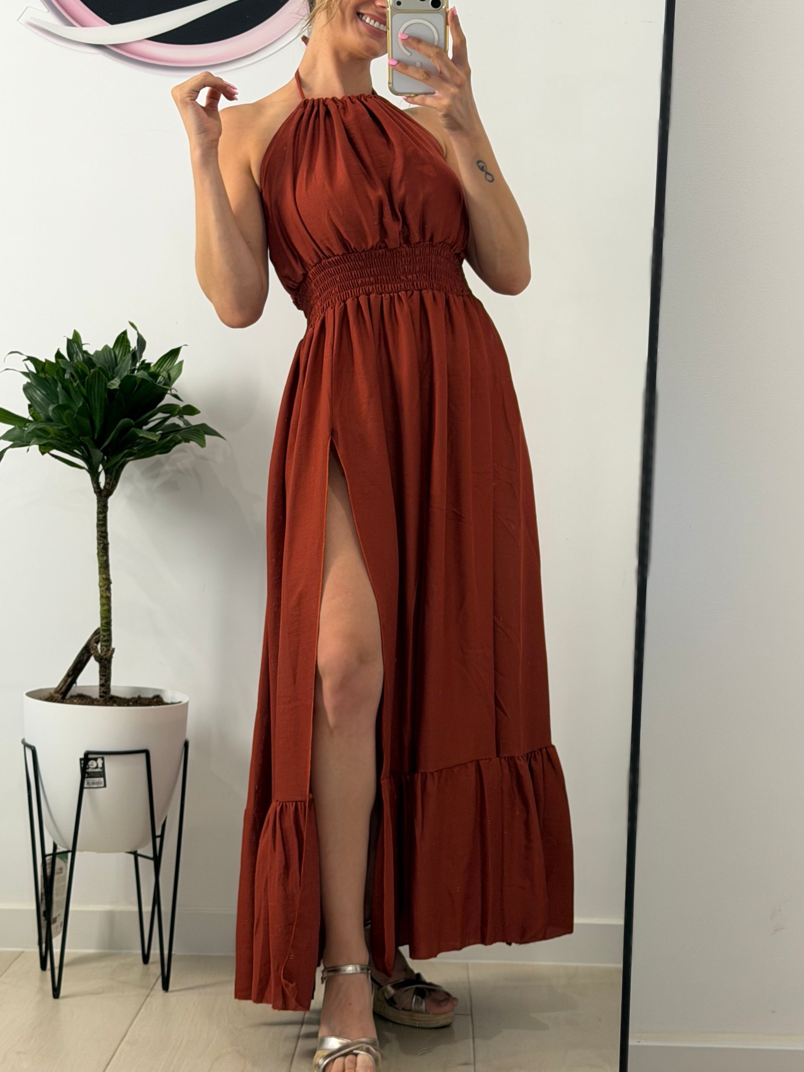 VESTIDO APERTURA TEJA