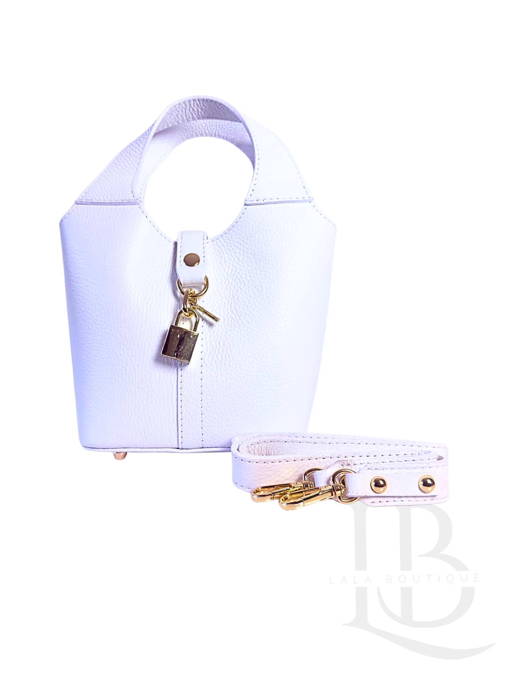 BOLSO DE PIEL COMPACTO, BLANCO