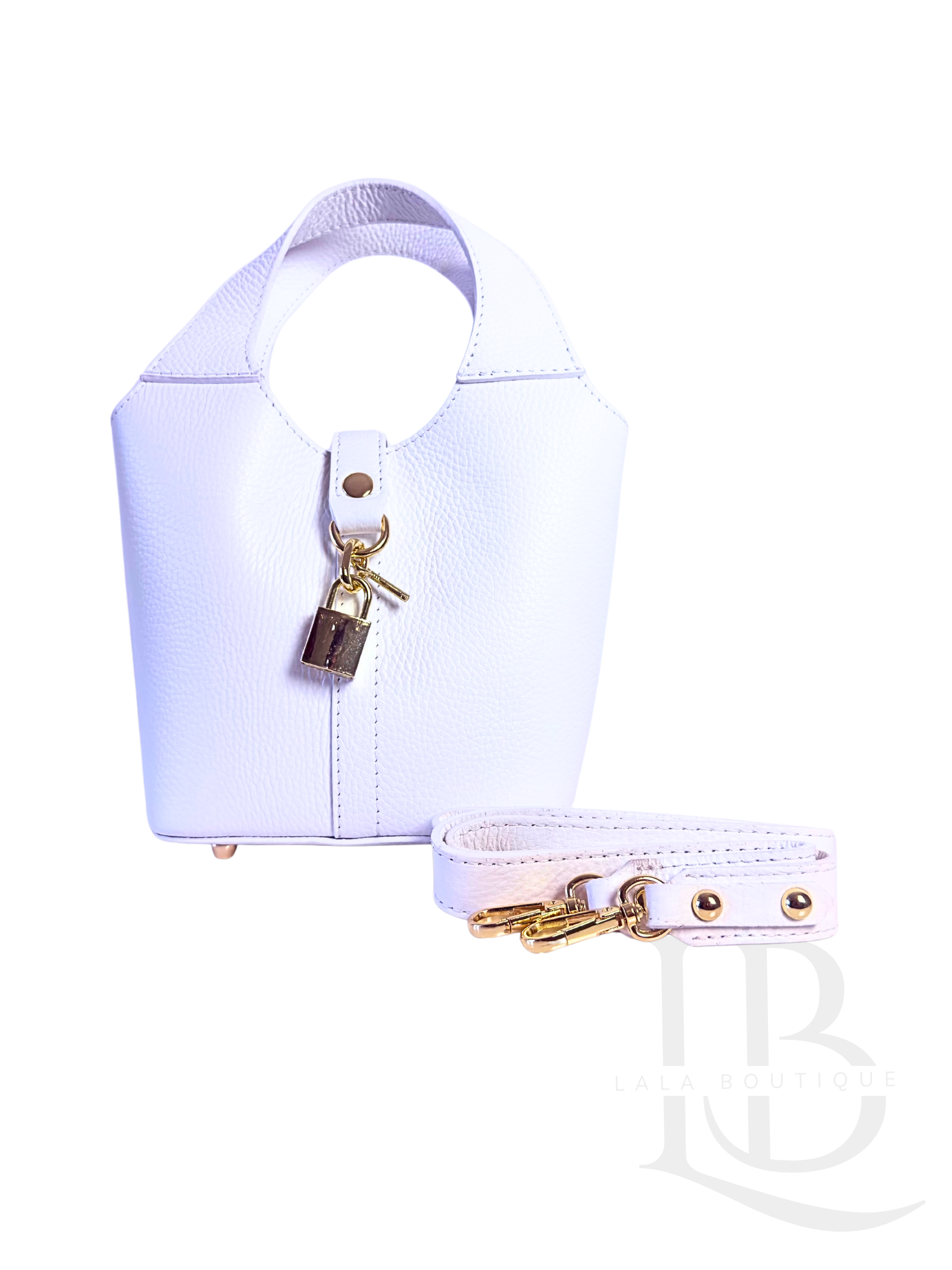 BOLSO DE PIEL COMPACTO, BLANCO