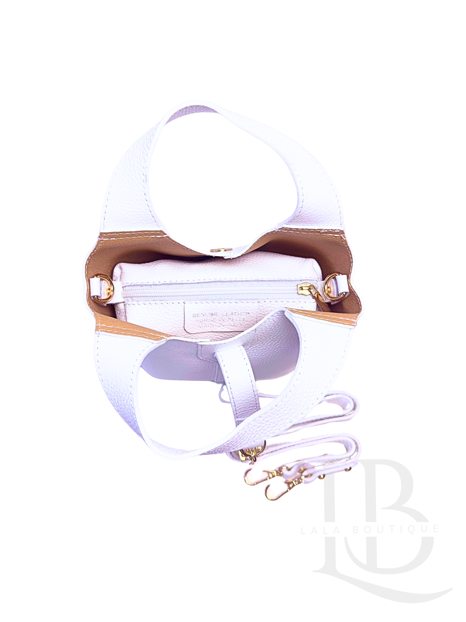 BOLSO DE PIEL COMPACTO, BLANCO