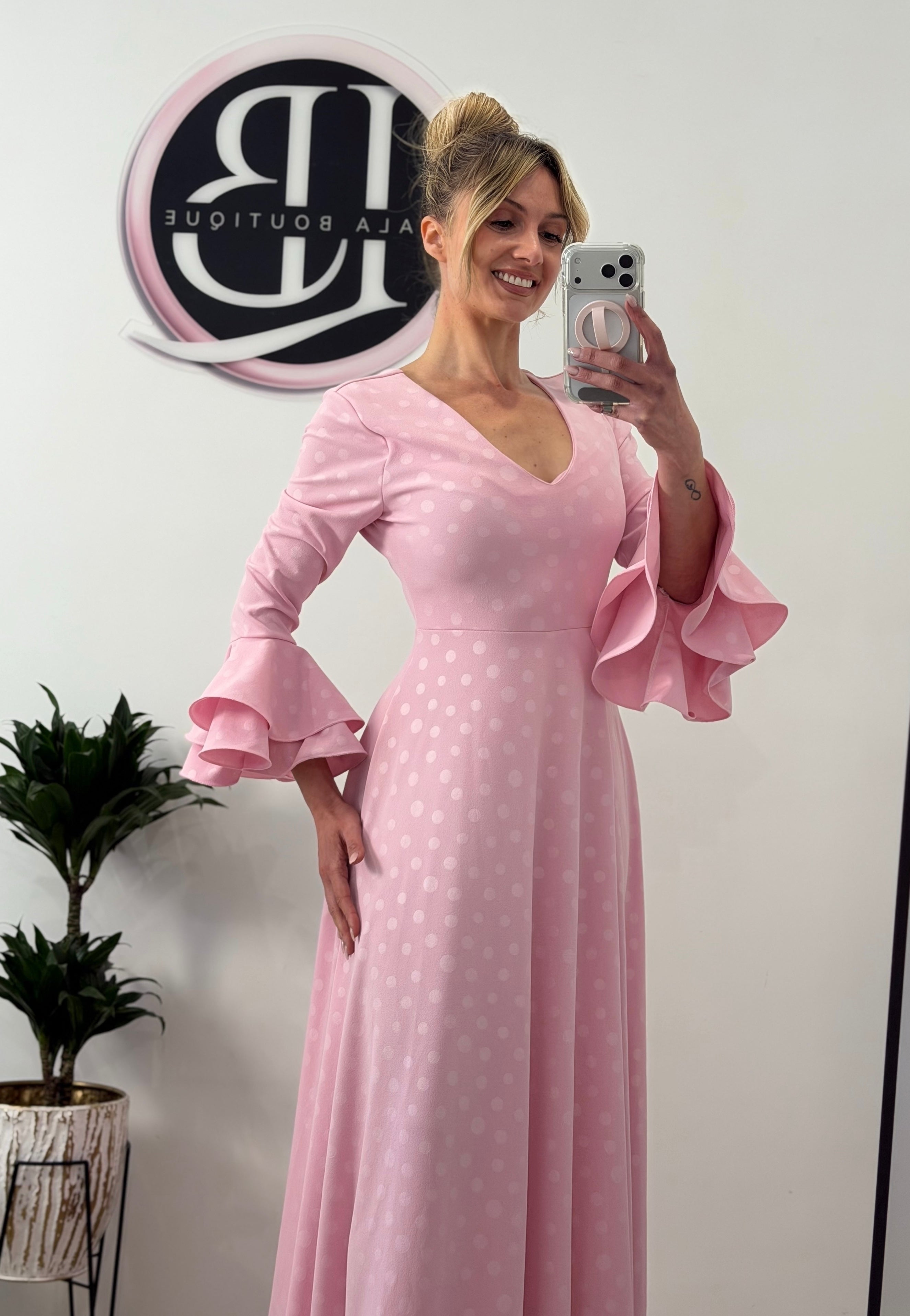 VESTIDO FLAMENCO DE LUNARES, ROSA