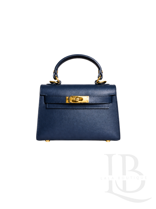 BOLSO 100% PIEL AZUL