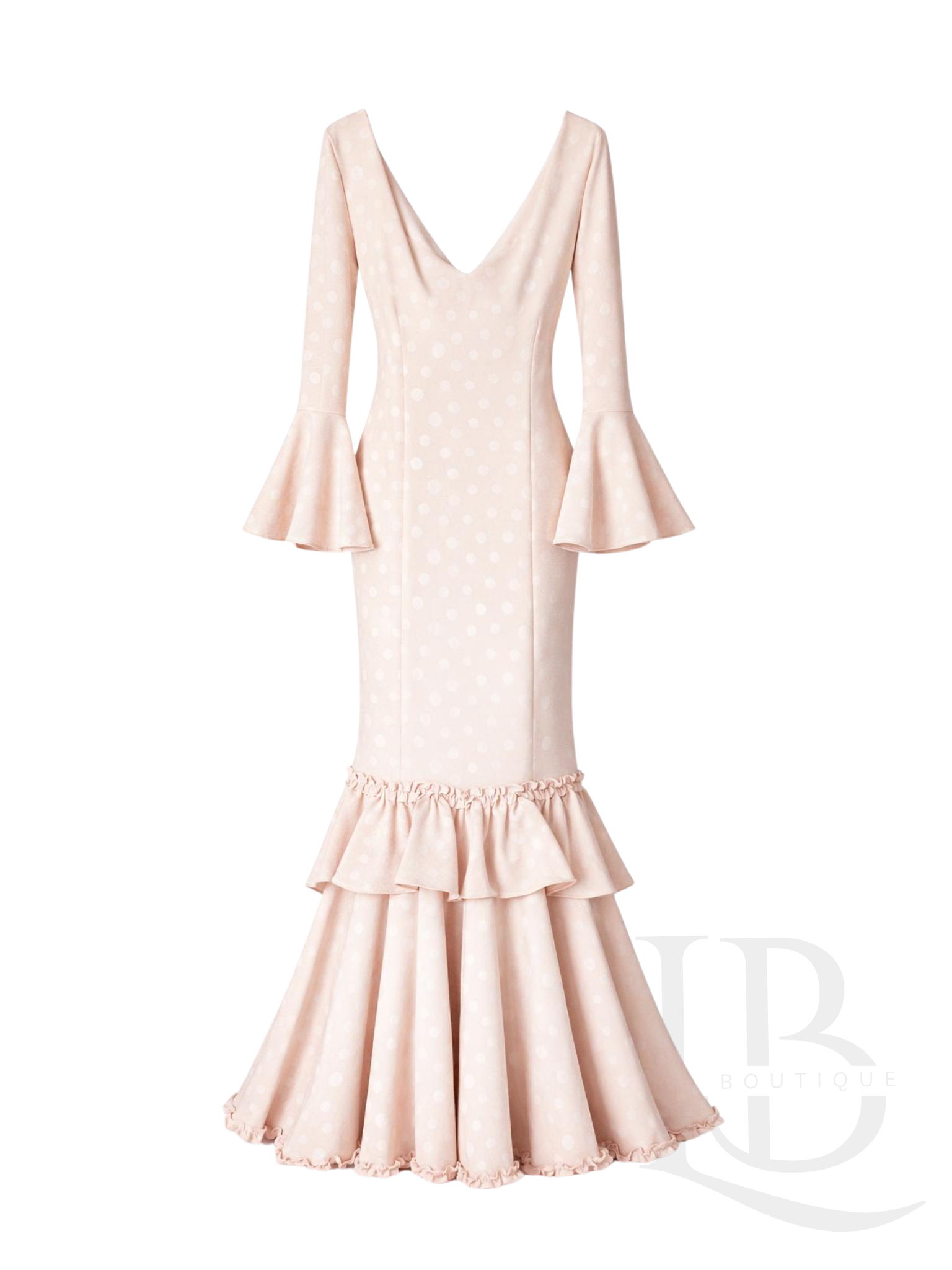 VESTIDO FLAMENCO DE LUNARES, BEIGE