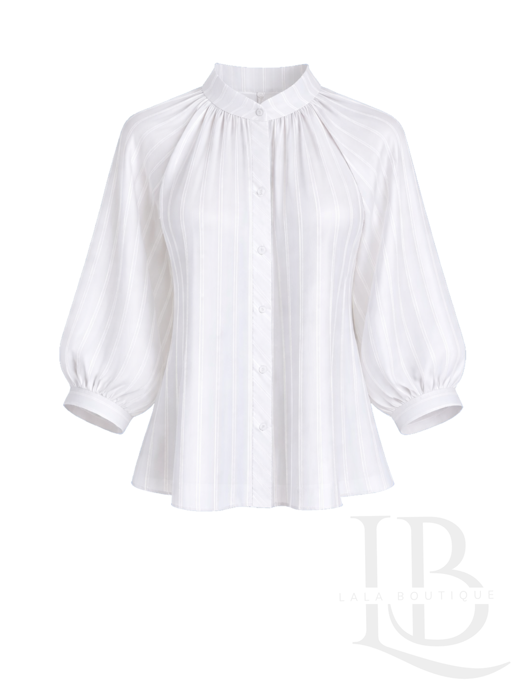 CAMISA FLUIDA RAYAS, BLANCA