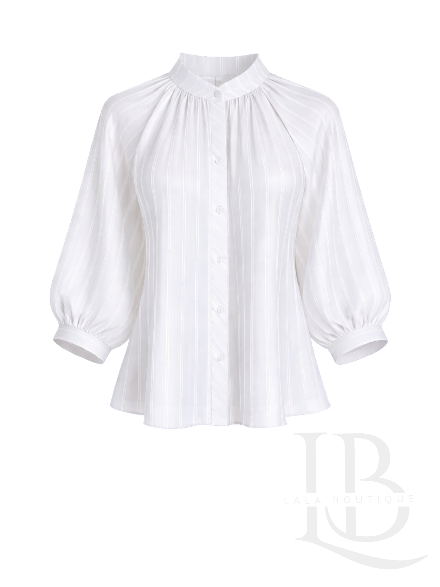 CAMISA FLUIDA RAYAS, BLANCA