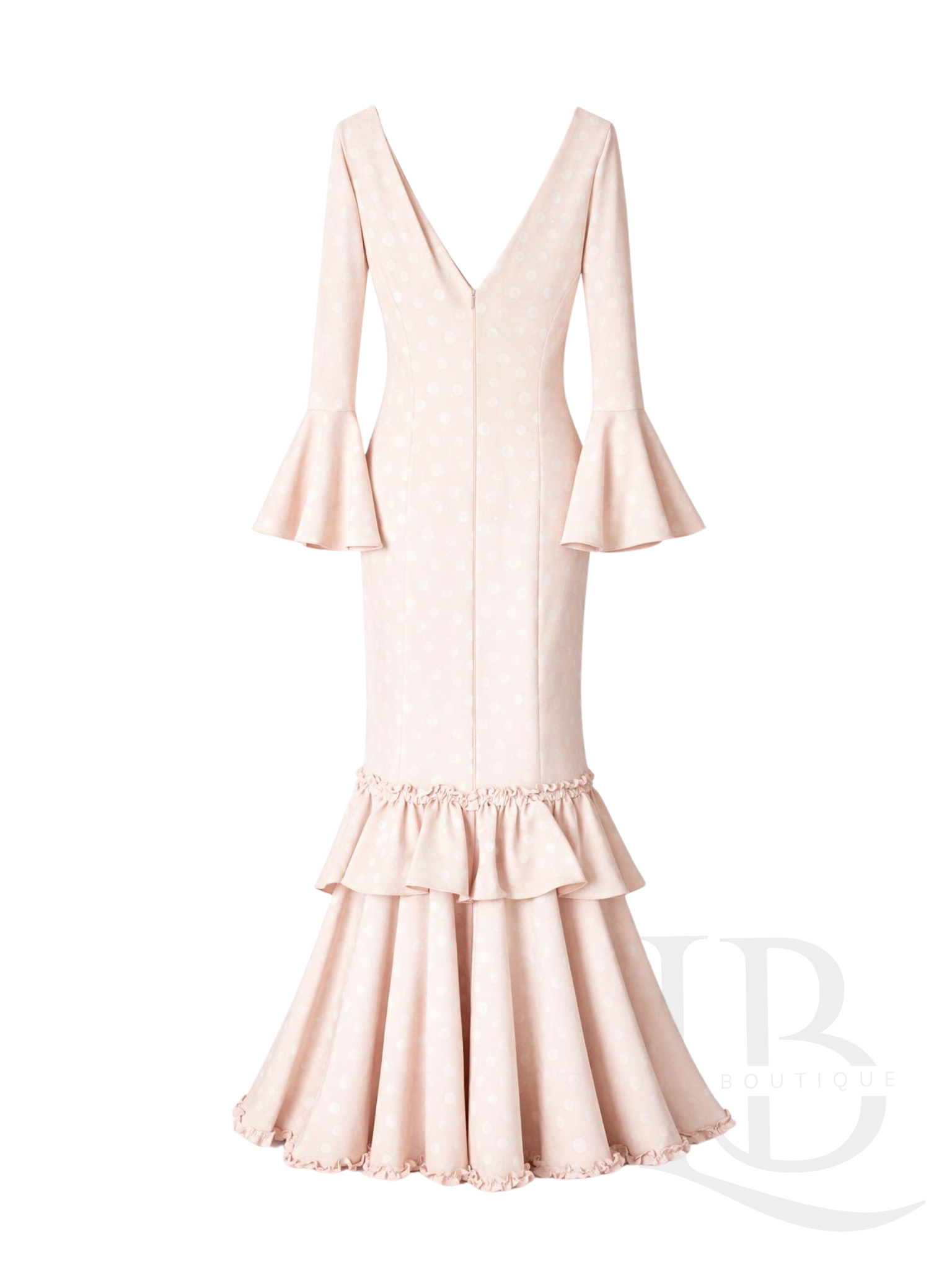 VESTIDO FLAMENCO DE LUNARES, BEIGE