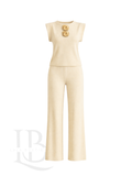 CONJUNTO DE PUNTO BEIGE - AMARILLO SUAVE