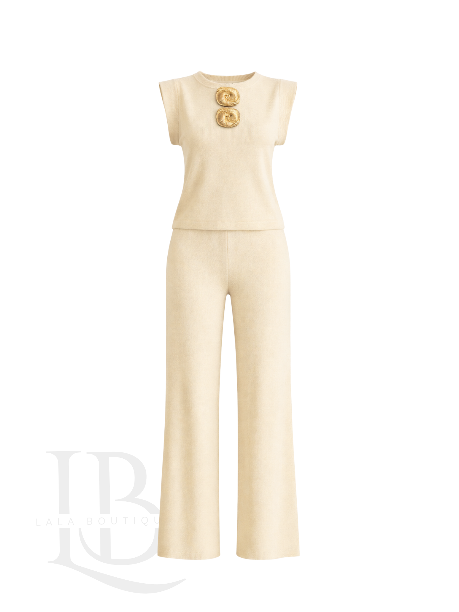 CONJUNTO DE PUNTO BEIGE - AMARILLO SUAVE