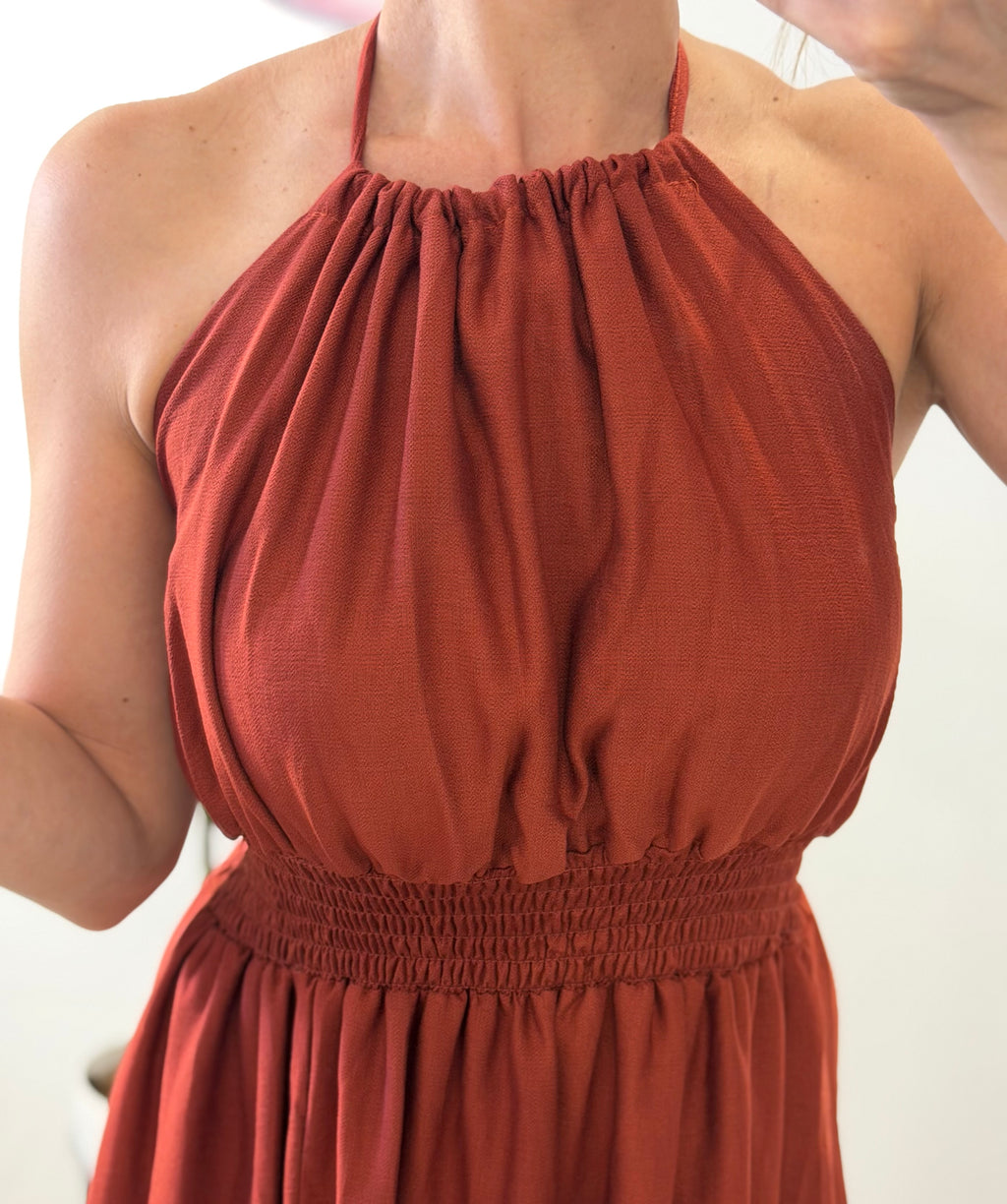 VESTIDO APERTURA TEJA