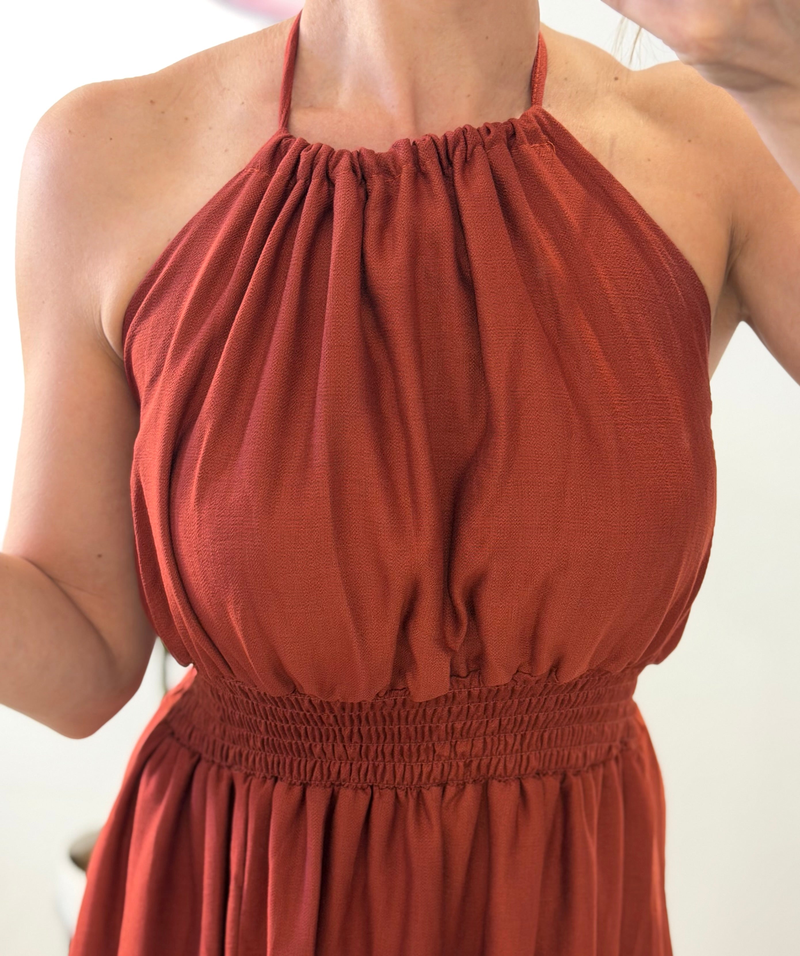 VESTIDO APERTURA TEJA