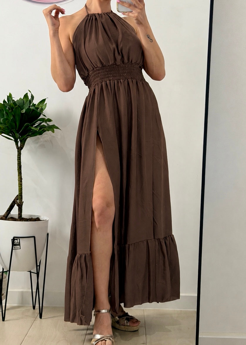 VESTIDO APERTURA MARRÓN