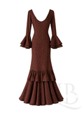 VESTIDO FLAMENCO DE LUNARES, MARRÓN