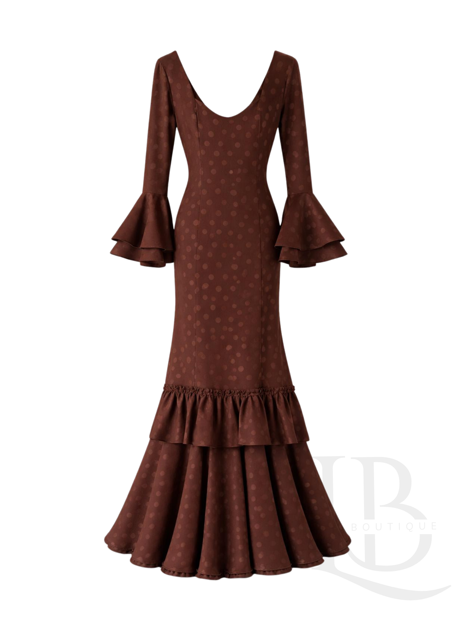 VESTIDO FLAMENCO DE LUNARES, MARRÓN