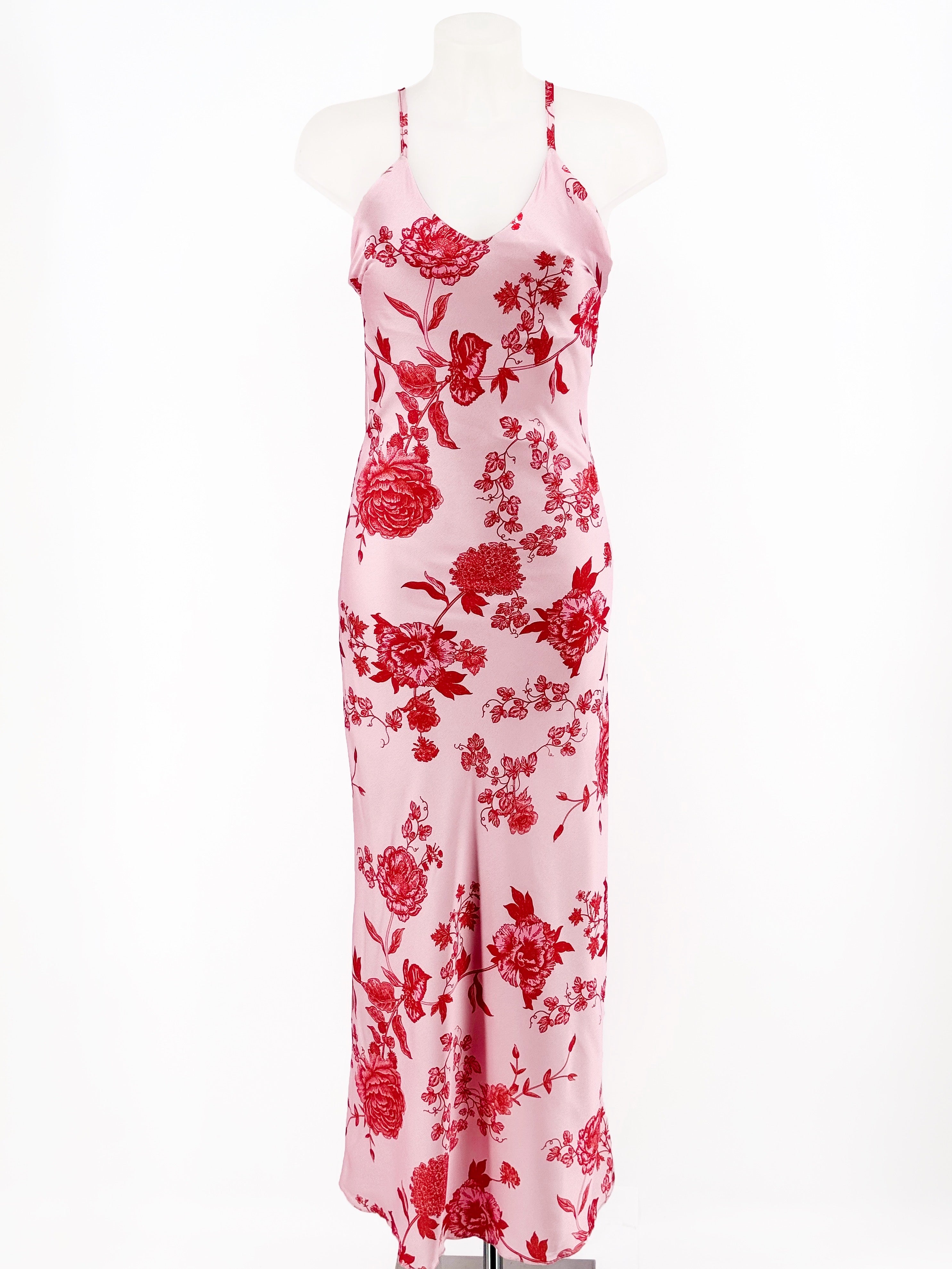 VESTIDO SATINADO ROSAS