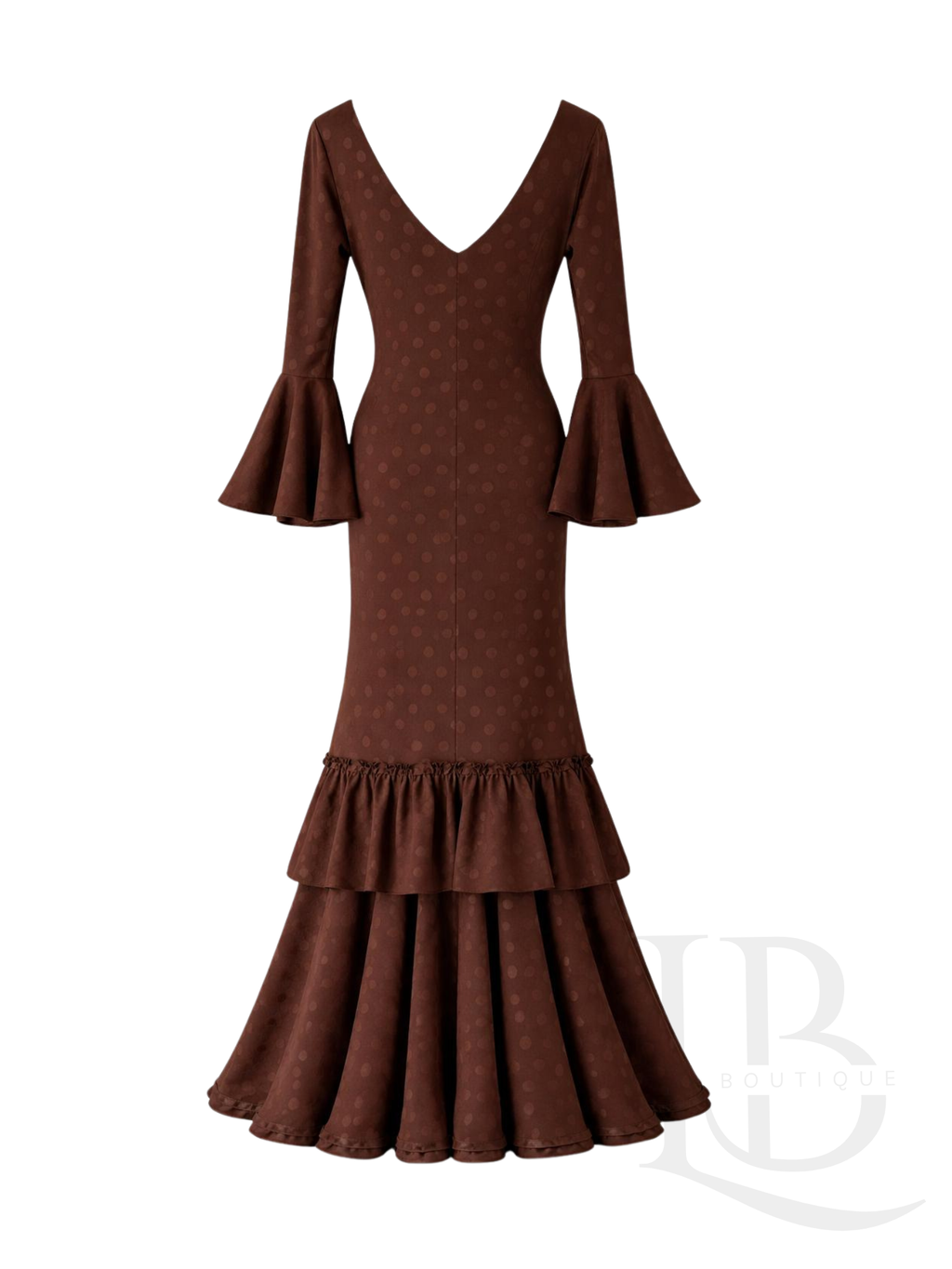 VESTIDO FLAMENCO DE LUNARES, MARRÓN