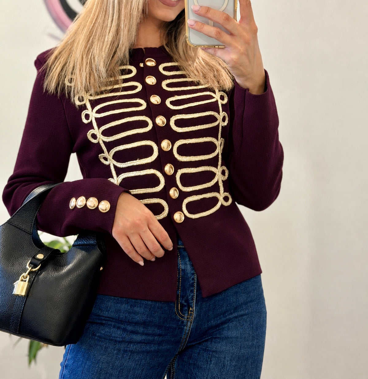 CHAQUETA EXCLUSIVA MILITAR BERENJENA