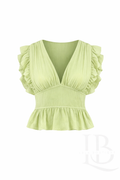 BLUSA CROP VOLANTES VERDE
