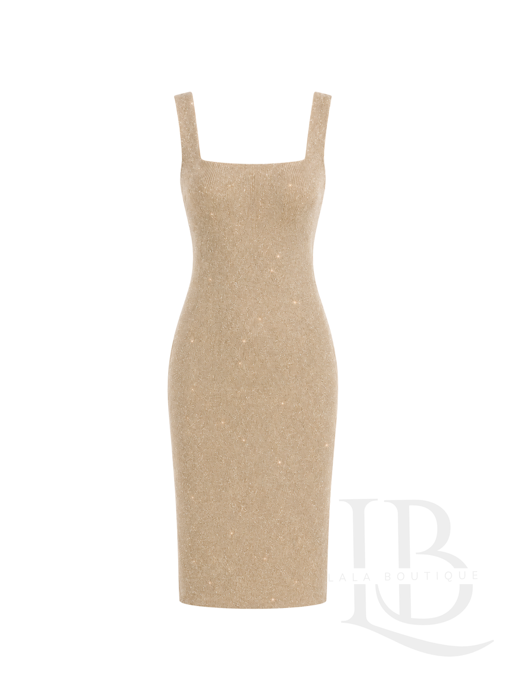VESTIDO CAMEL BRILLITOS DORADOS