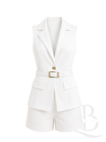 TRAJE BLANCO CHALECO Y PANTALÓN CORTO