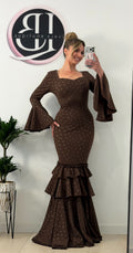 TRAJE FLAMENCO DE LUNARES, MARRÓN