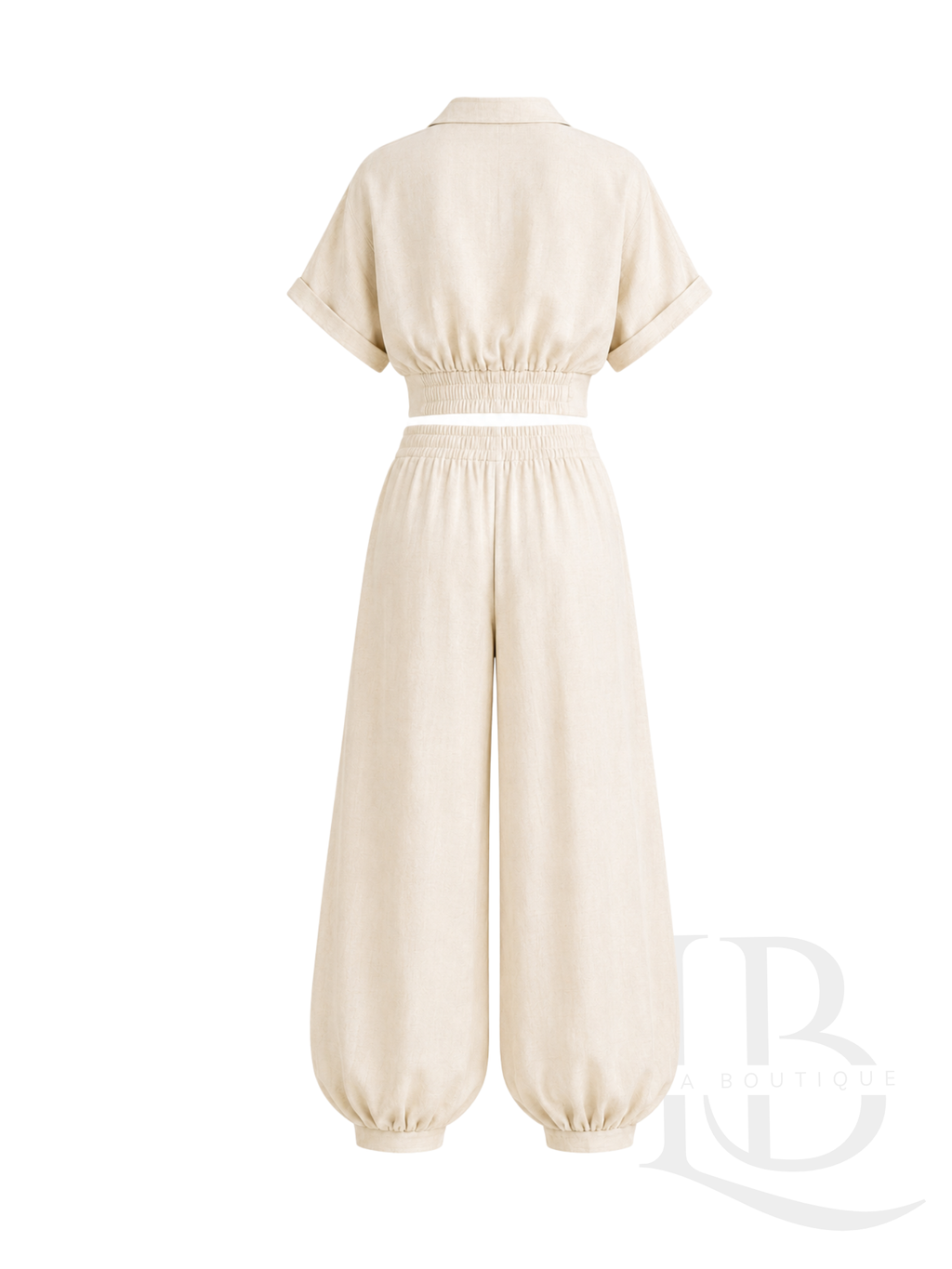 CONJUNTO FLUIDO BOMBACHO BEIGE-AMARILLO SUAVE