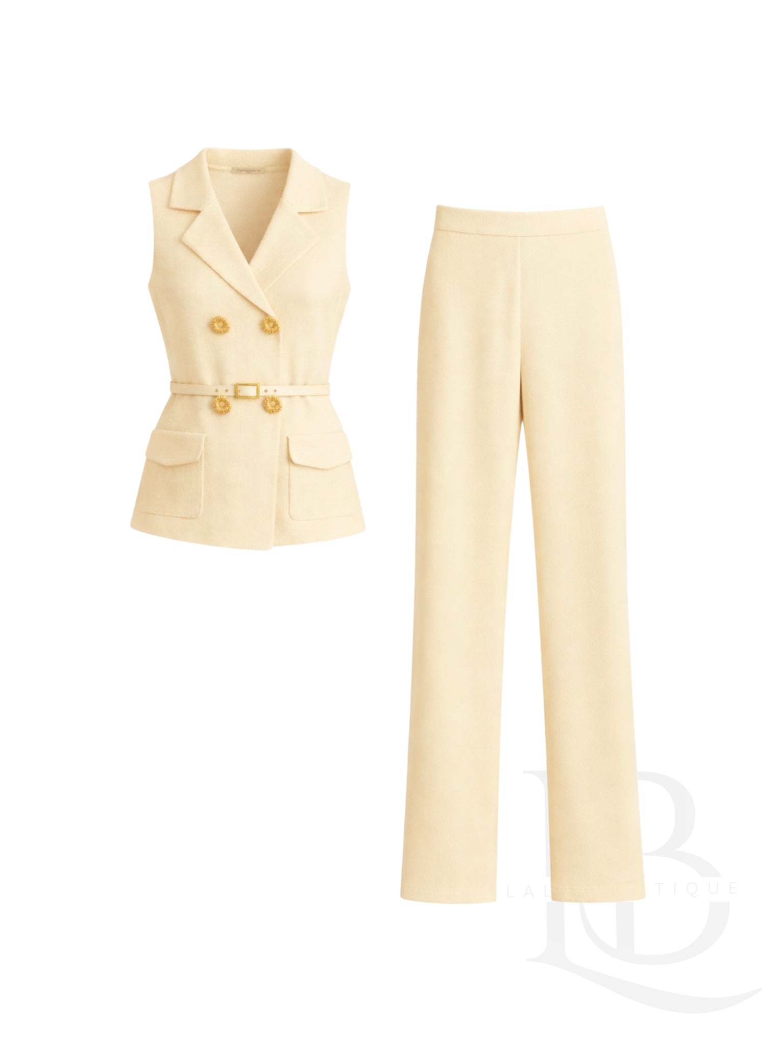 TRAJE DE PUNTO BEIGE/AMARILLO SUAVE