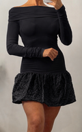VESTIDO OSCURO FLORES BORDADAS