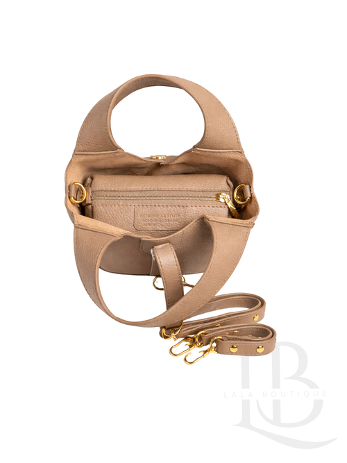 BOLSO DE PIEL COMPACTO CAMEL