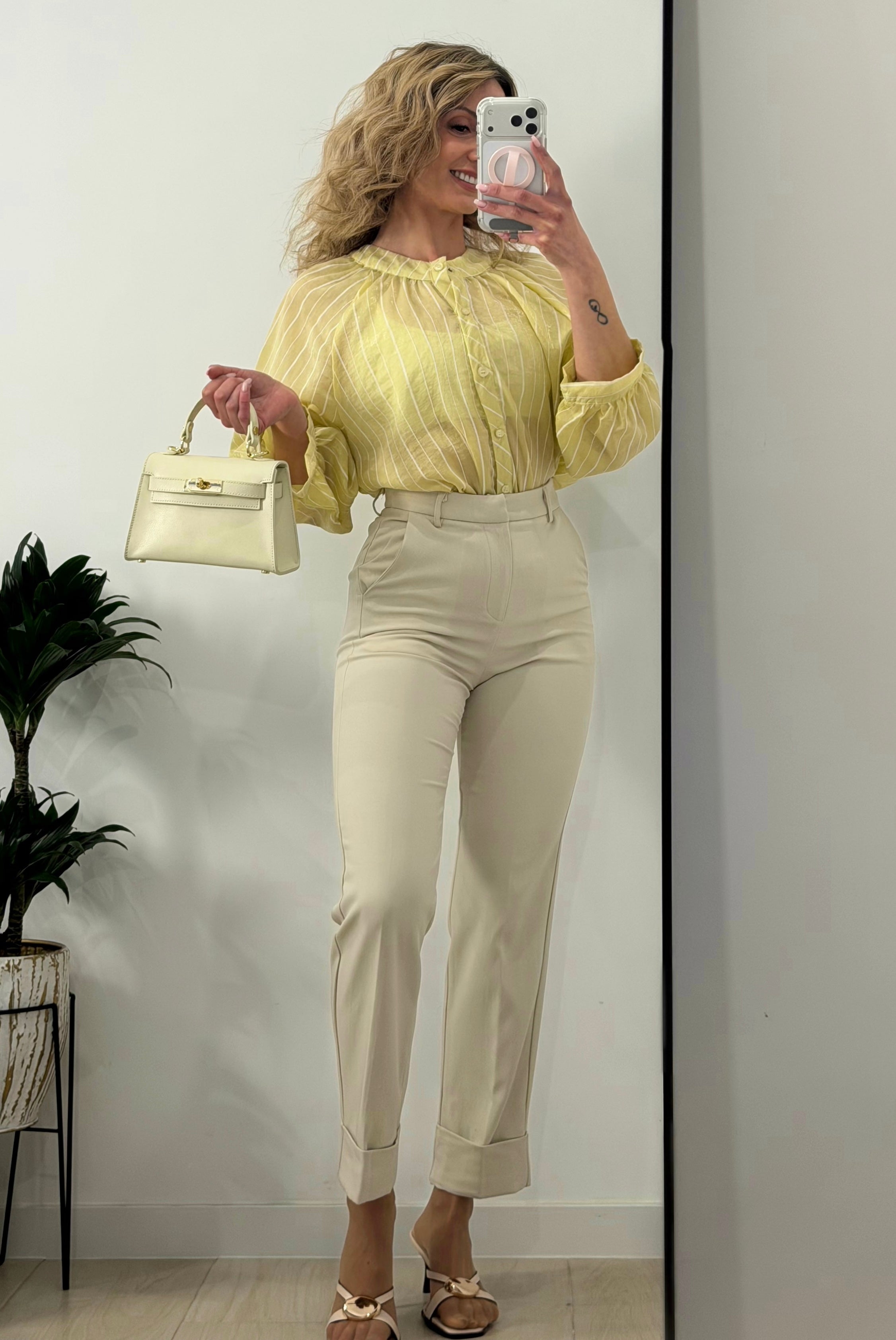 PANTALÓN DE VESTIR CORTE RECTO, BEIGE