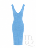 VESTIDO ENTALLADO AZUL CON BRILLITOS
