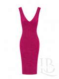 VESTIDO ENTALLADO FUCSIA CON BRILLITOS