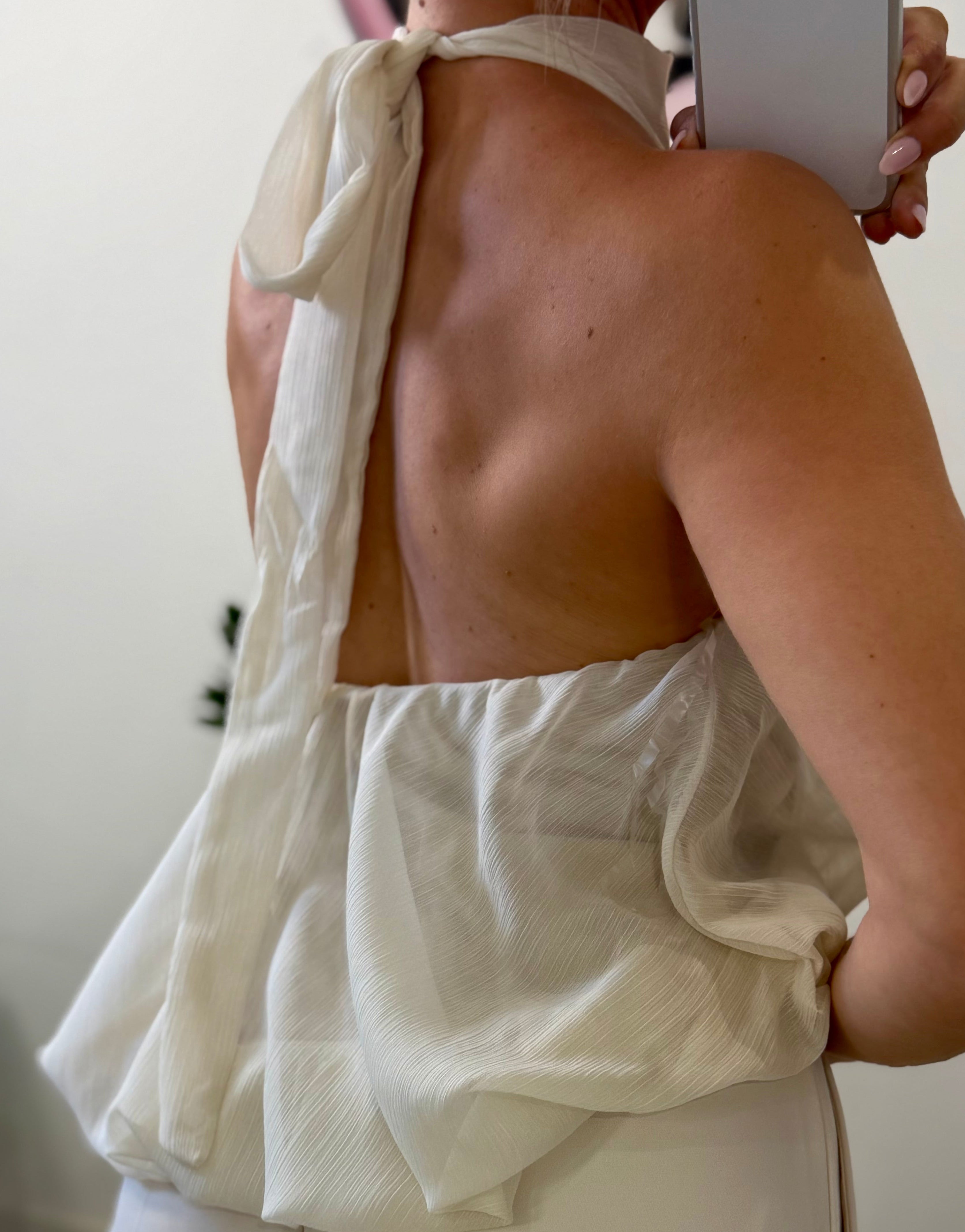 BLUSA GASA BEIGE CON FORRO