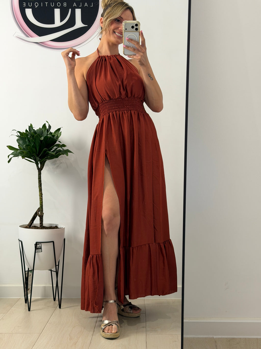 VESTIDO APERTURA TEJA