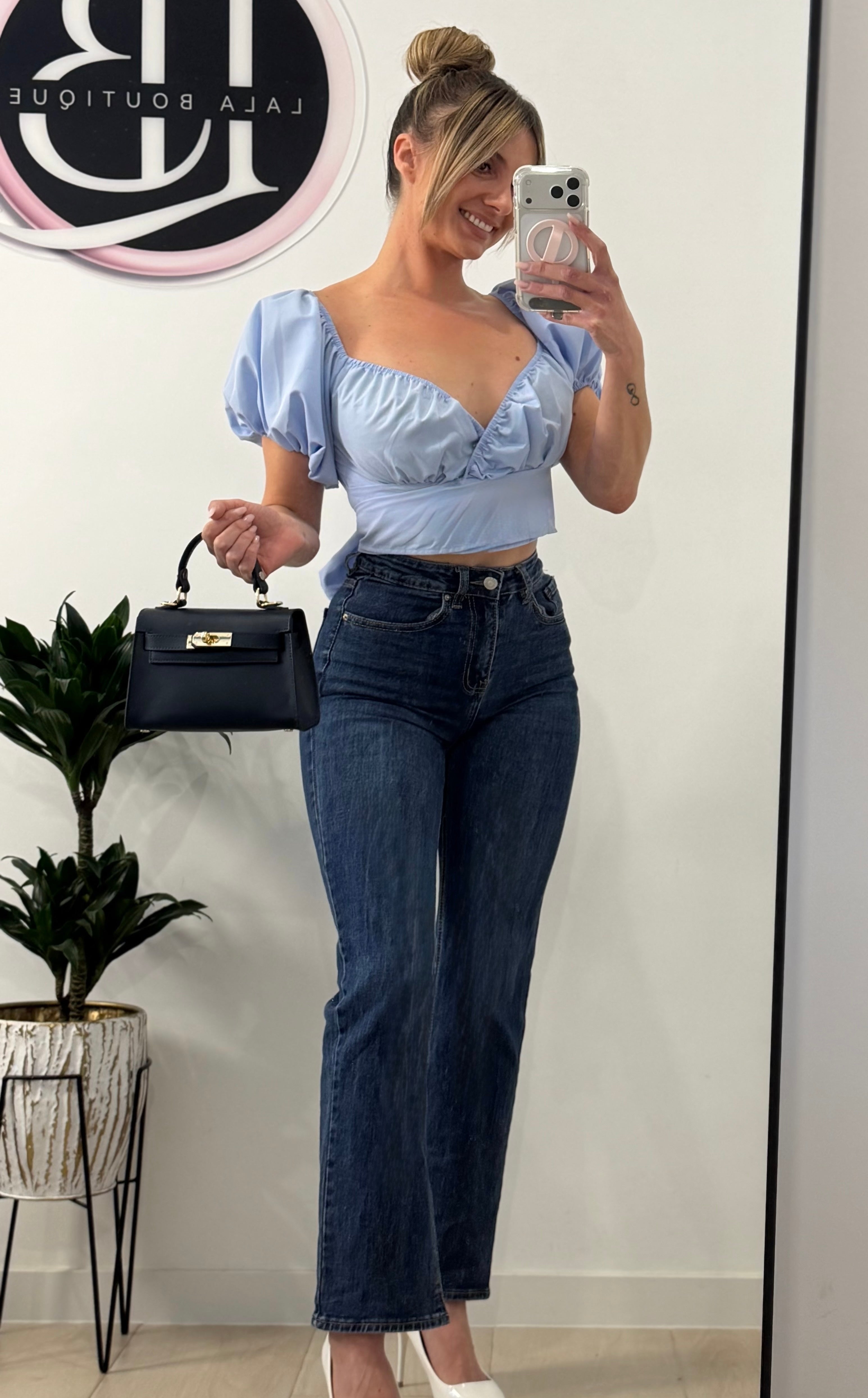 TOP AZUL CROP