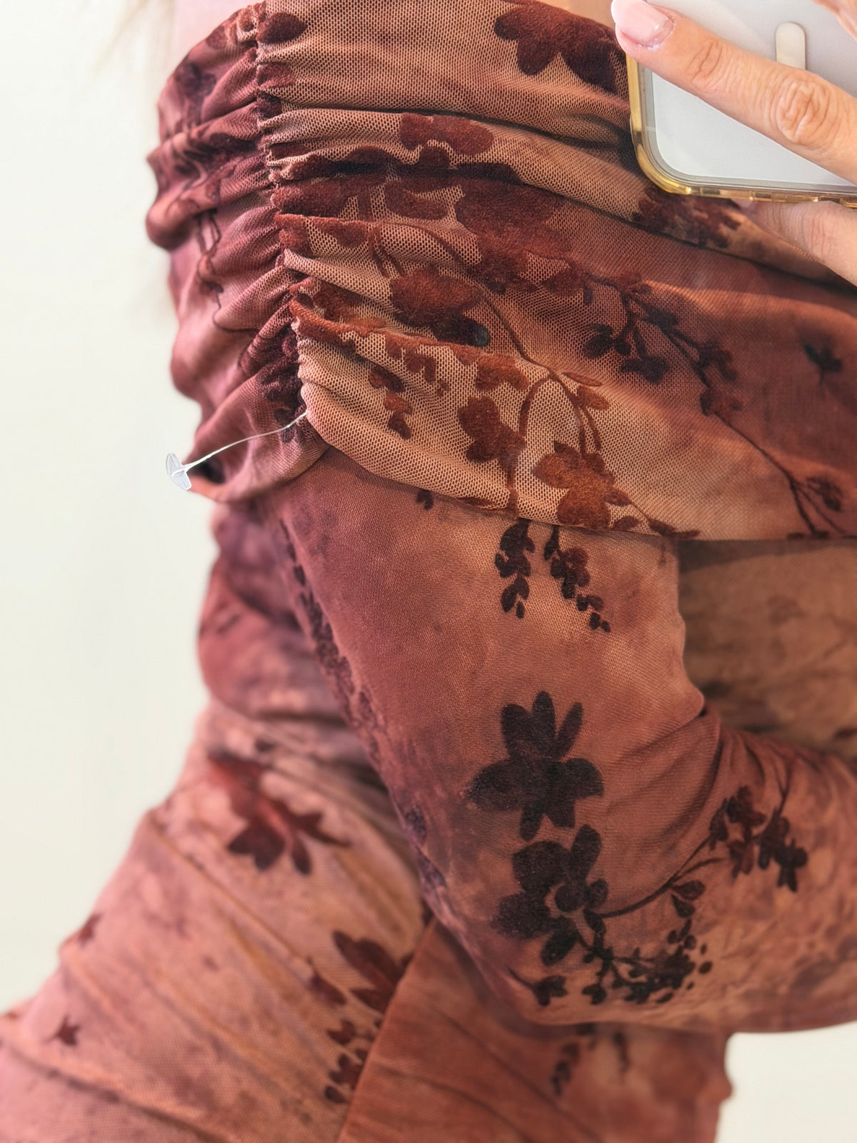 VESTIDO TUL BORDADO TEJA