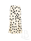 FALDA DE RASO CON LUNARES, BEIGE