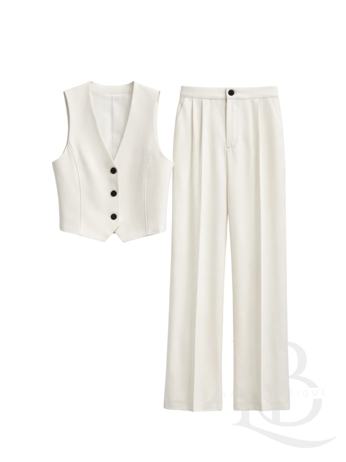 TRAJE DE DOS PIEZAS, CHALECO BLANCO ROTO