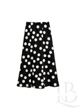 FALDA DE RASO CON LUNARES, OSCURA