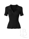 POLO CUELLO EN V, OSCURO