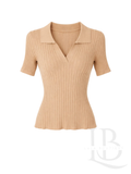 POLO CUELLO EN V, CAMEL