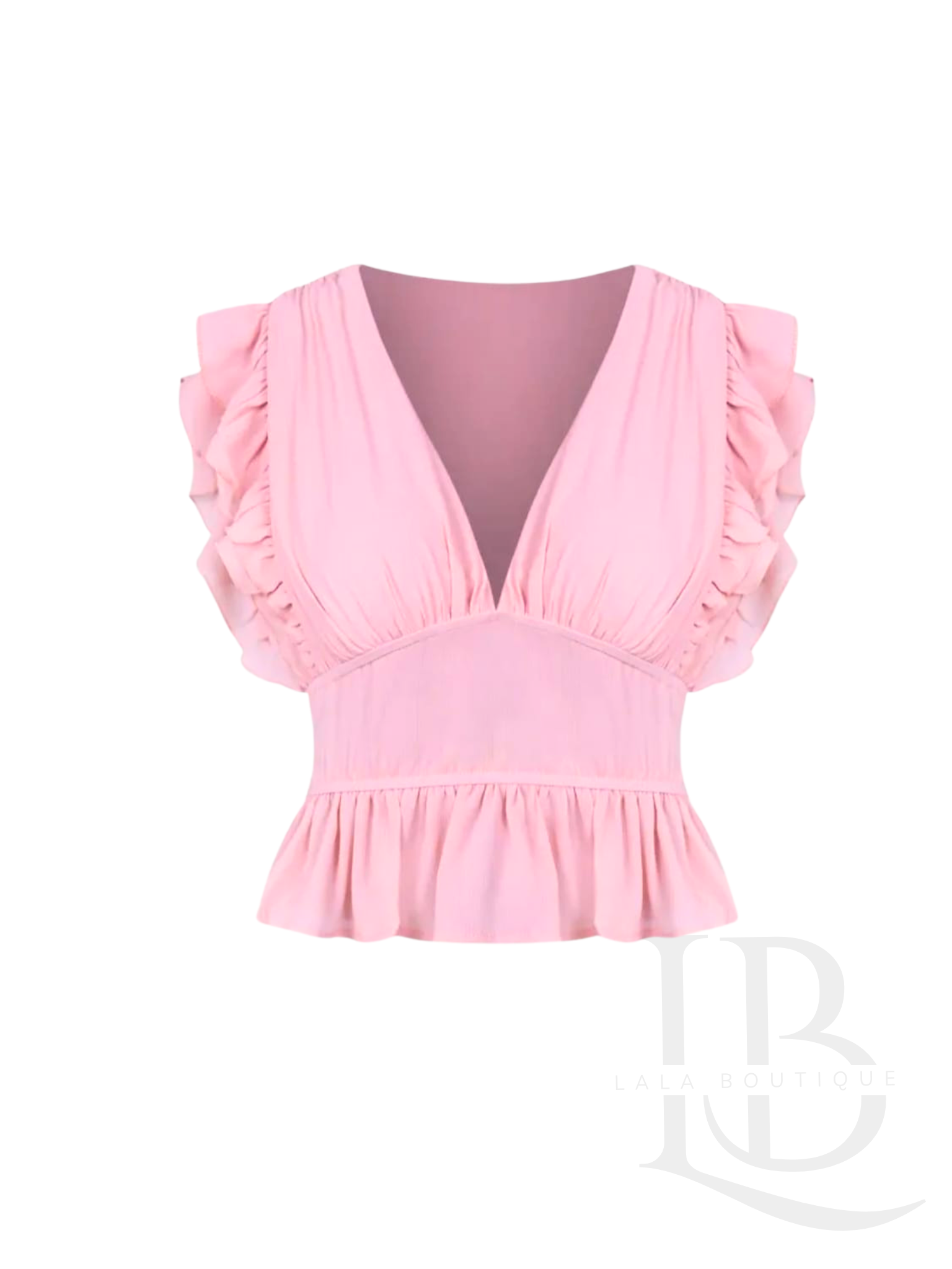BLUSA CROP VOLANTES ROSA