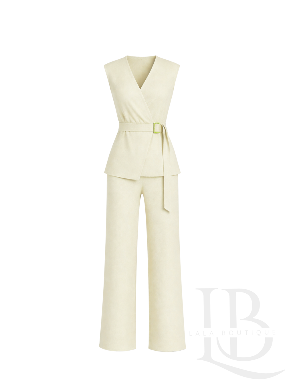 CONJUNTO DE PUNTO BEIGE/AMARILLO SUAVE