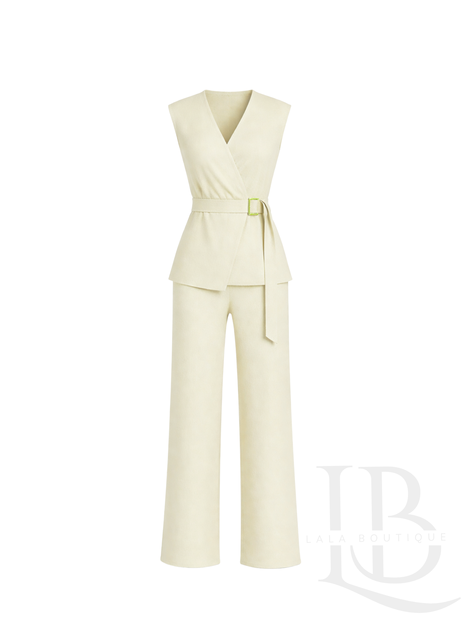CONJUNTO DE PUNTO BEIGE/AMARILLO SUAVE