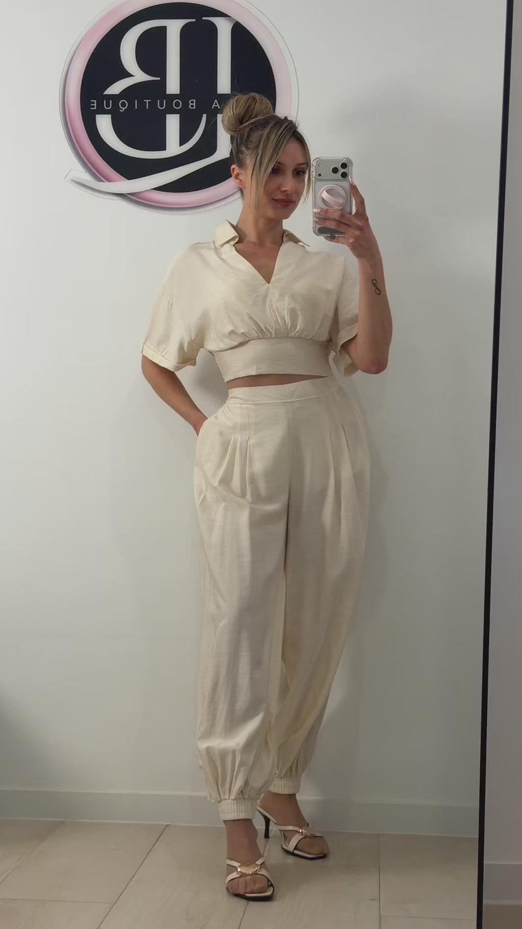 CONJUNTO FLUIDO BOMBACHO BEIGE-AMARILLO SUAVE