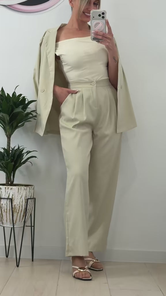 TRAJE DOS PIEZAS, BEIGE